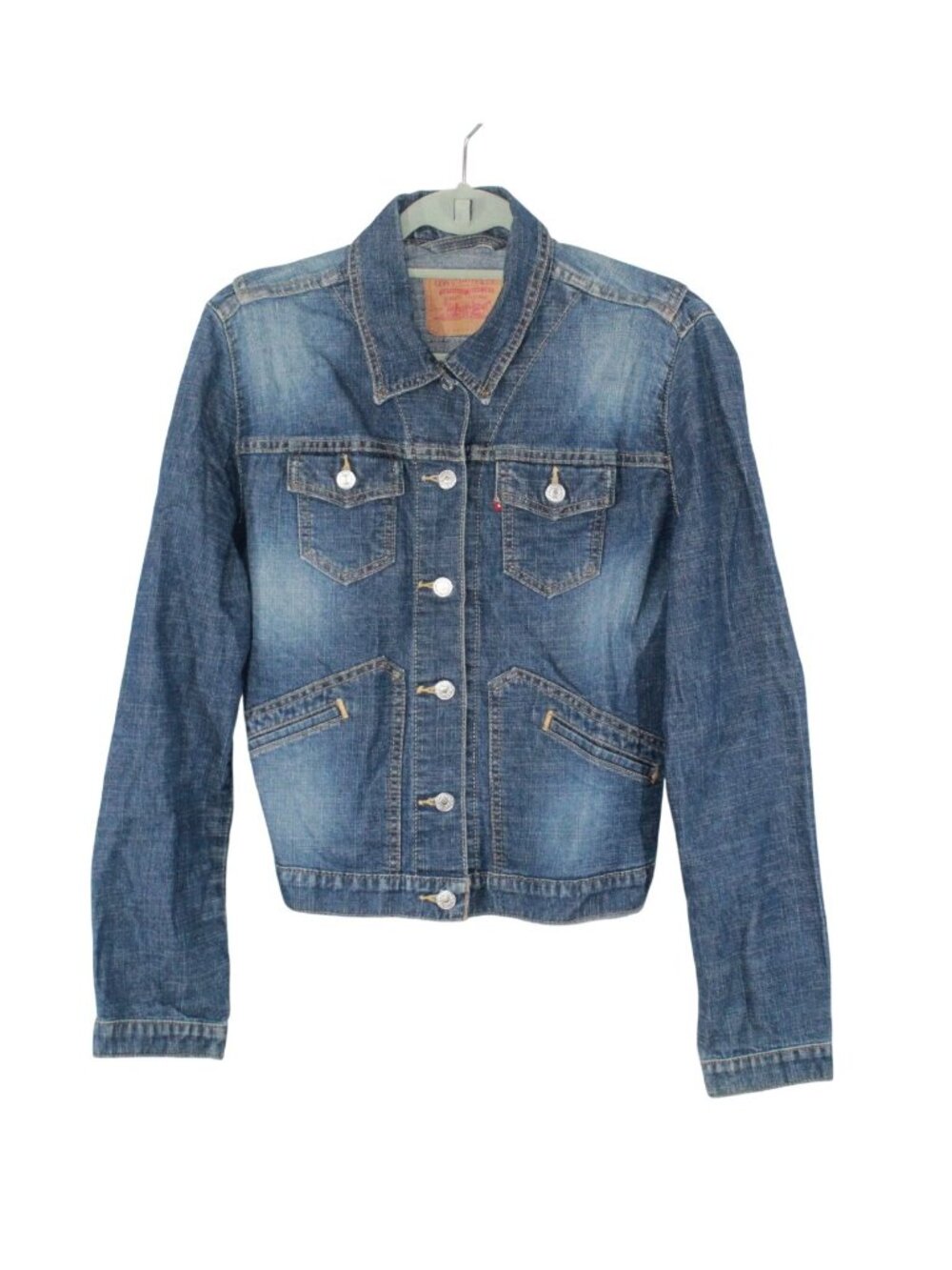 Levi's Denim Trucker Jacket Blue Button Front Stretch Jean Jacket Size L